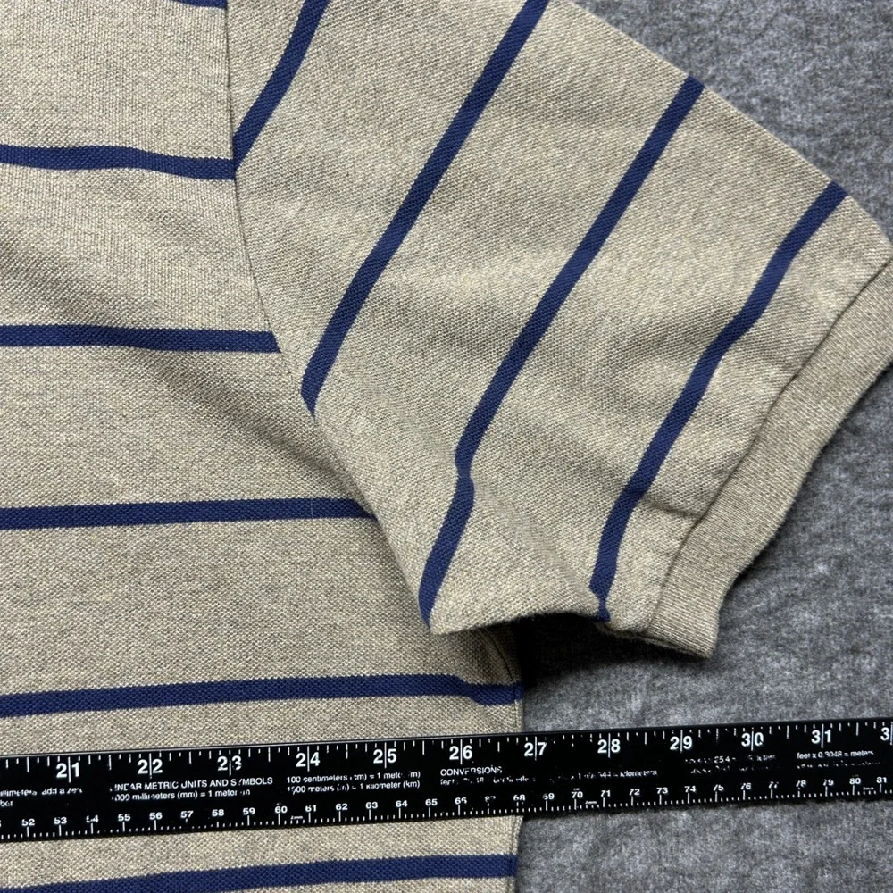Polo Ralph Lauren XXL‎ Striped Polo Shirt Tan Navy Blue Classic Fit